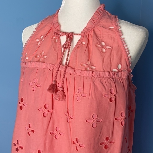 NEW Southern Tide Coral Pink Rowena Scalloped Eyelet Shift Dress US M - Picture 3 of 9